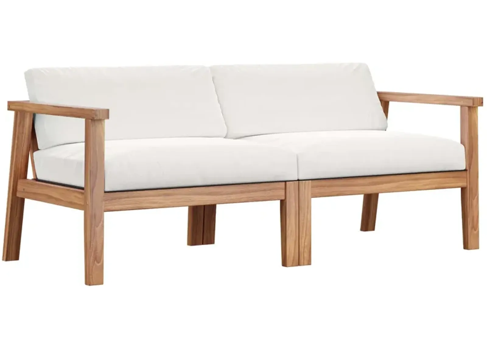 Modway - Bayport Outdoor Patio Teak Wood 2-Seater Loveseat Natural White