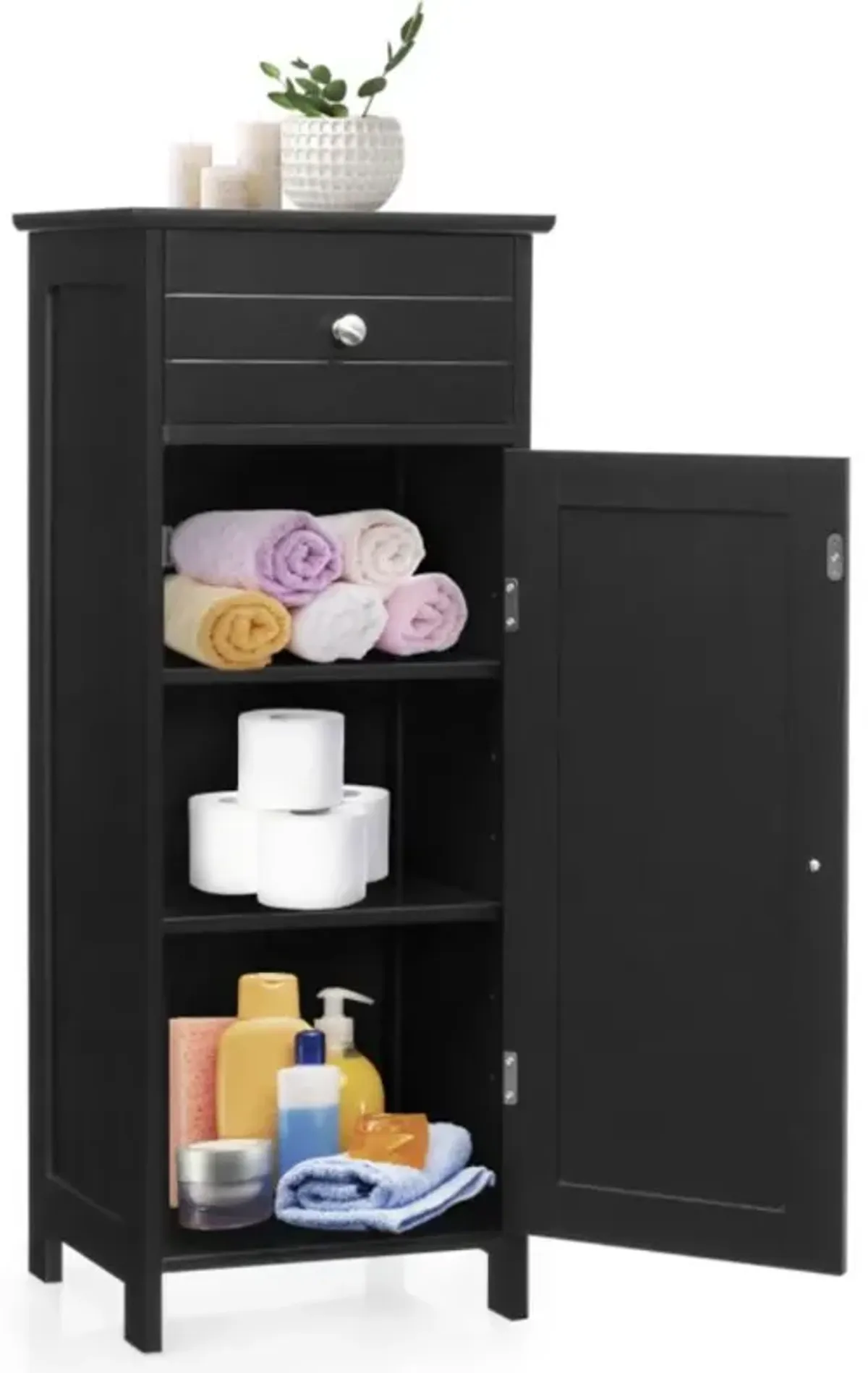 Hivvago Wooden Storage Free-Standing Floor Cabinet with Drawer and Shelf