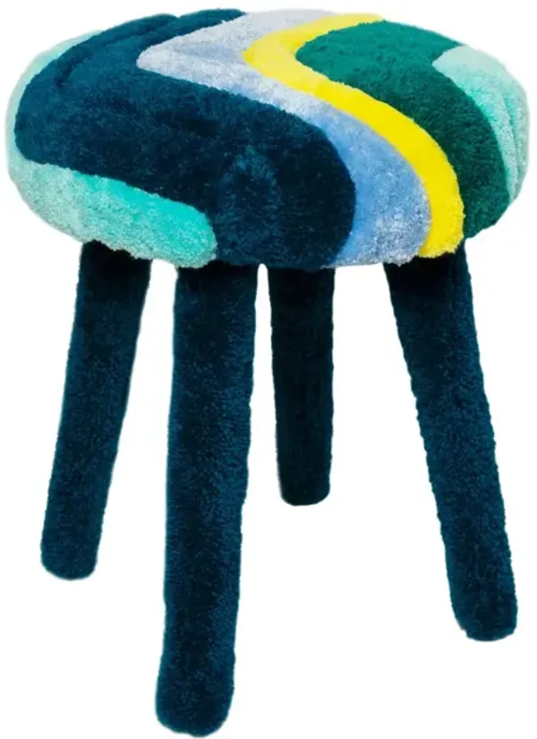 Wool Stool in Green/Blue