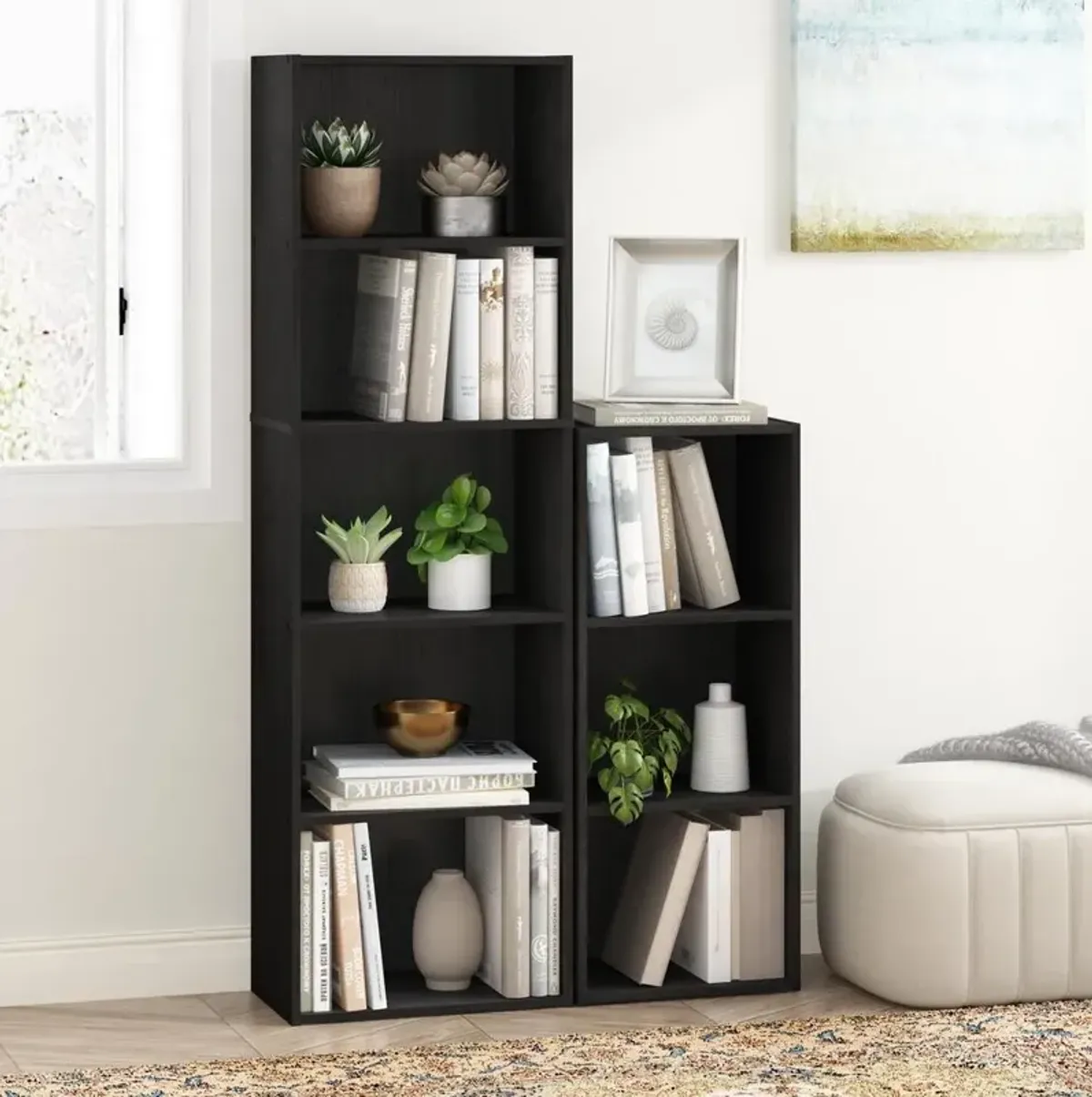 Furinno Luder 5-Tier Reversible Color Open Shelf Bookcase, Blackwood