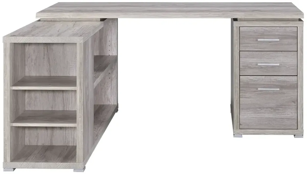 Contemporary Style L Shaped Office Desk, Gray-Benzara