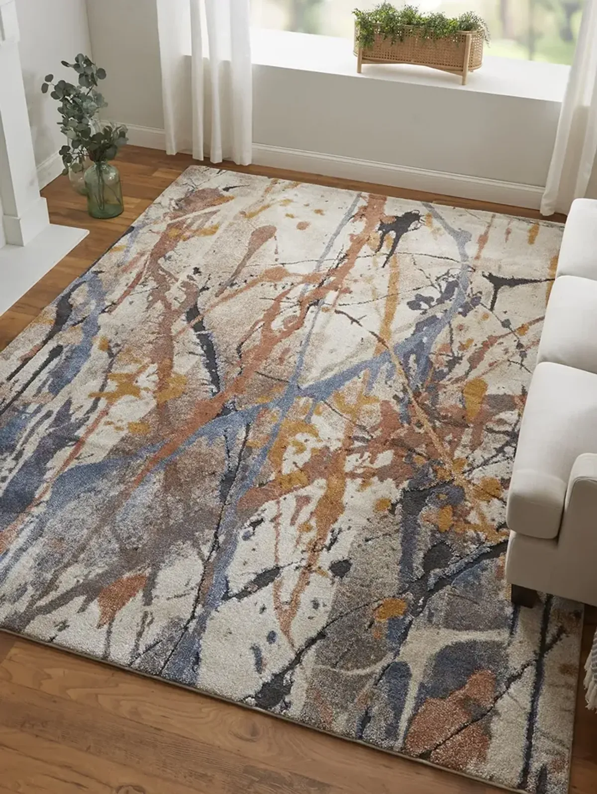 Gilmore 39MPF 2' x 3' Blue/Orange/Gray Rug