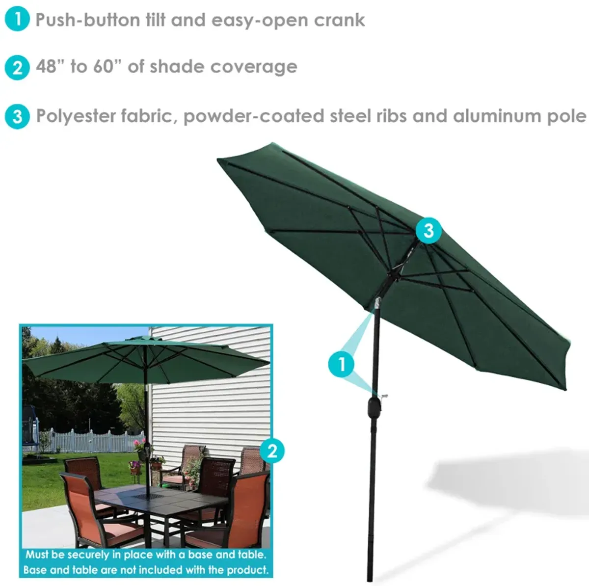 Sunnydaze 9 ft Aluminum Patio Umbrella with Tilt and Crank