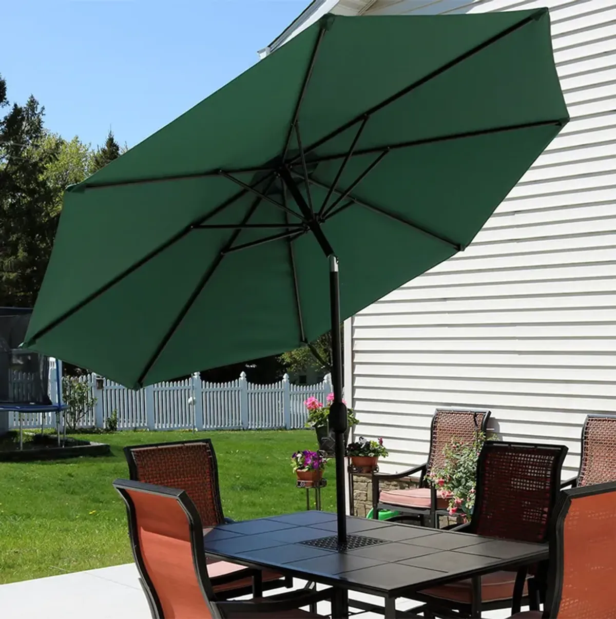 Sunnydaze 9 ft Aluminum Patio Umbrella with Tilt and Crank