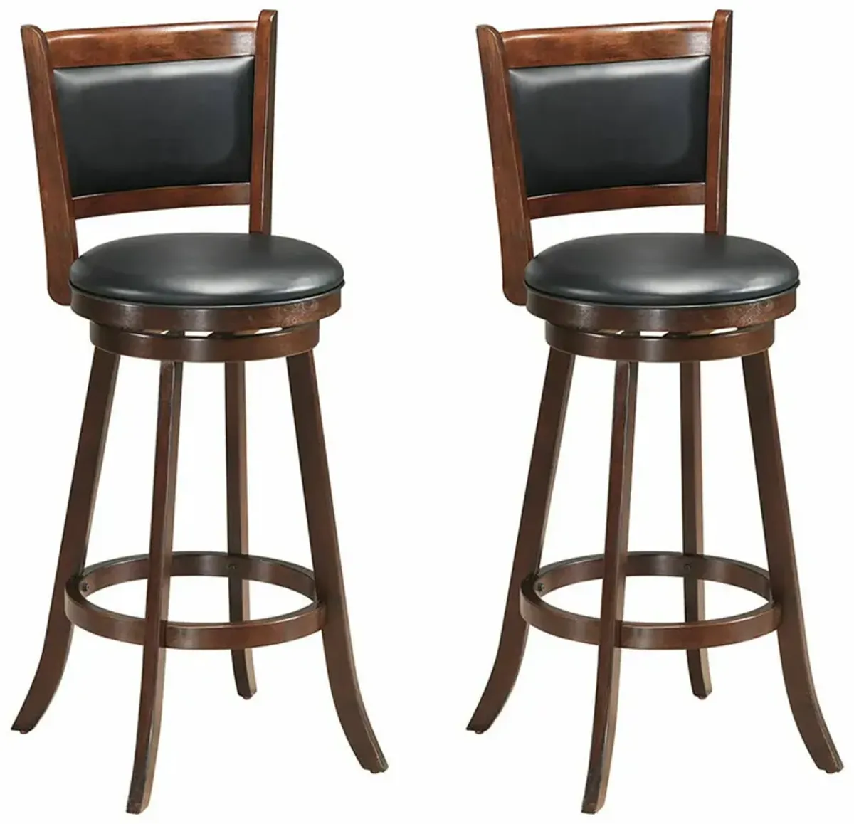 Set of 2 29 Inch Swivel Bar Height Stool Wood Dining Chair Barstool