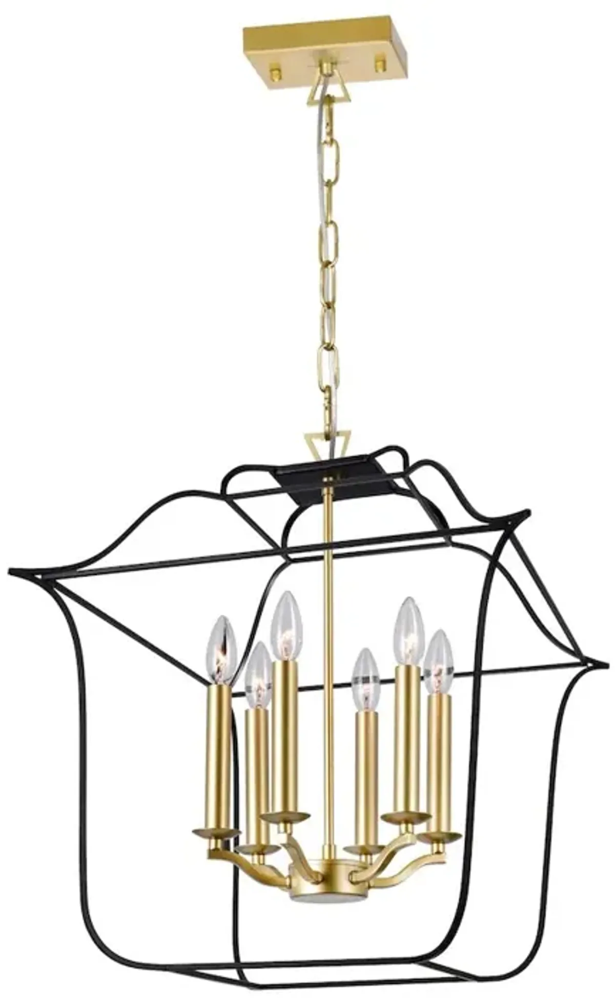 CWI Lighting Tudor 6 Light Chandelier With Satin Gold & Black Finish