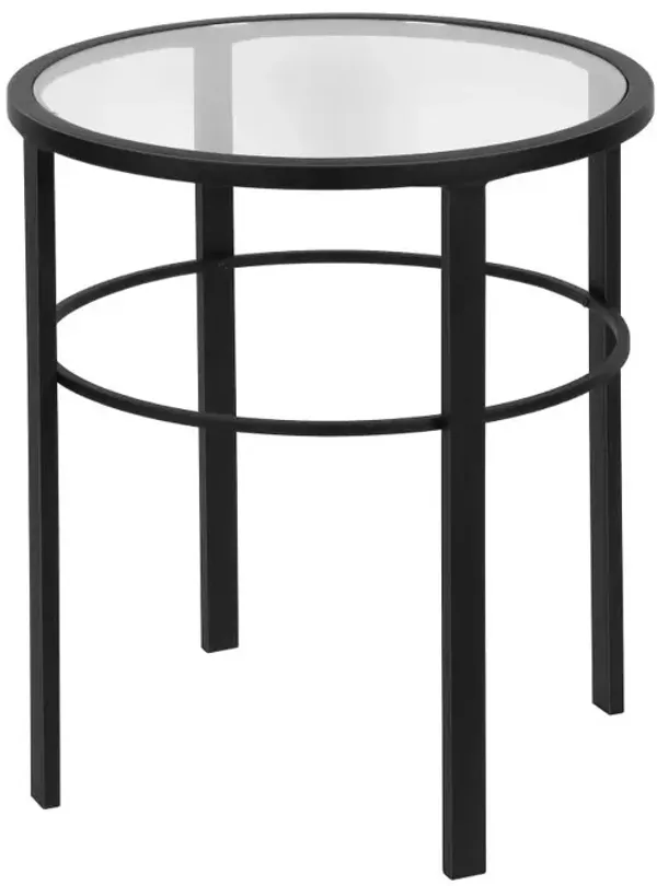 Steel Frame End Table with Clear Glass Top, Stylish Table for Home or Office