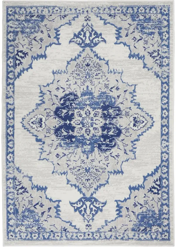 Whimsicle WHS14 Ivory/Blue 5' x 7' Rug