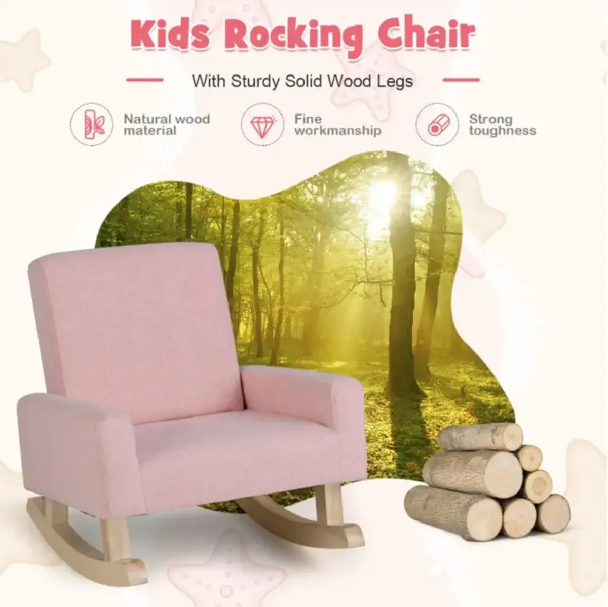 Hivvago Kids Rocking Chair with Solid Wood Legs