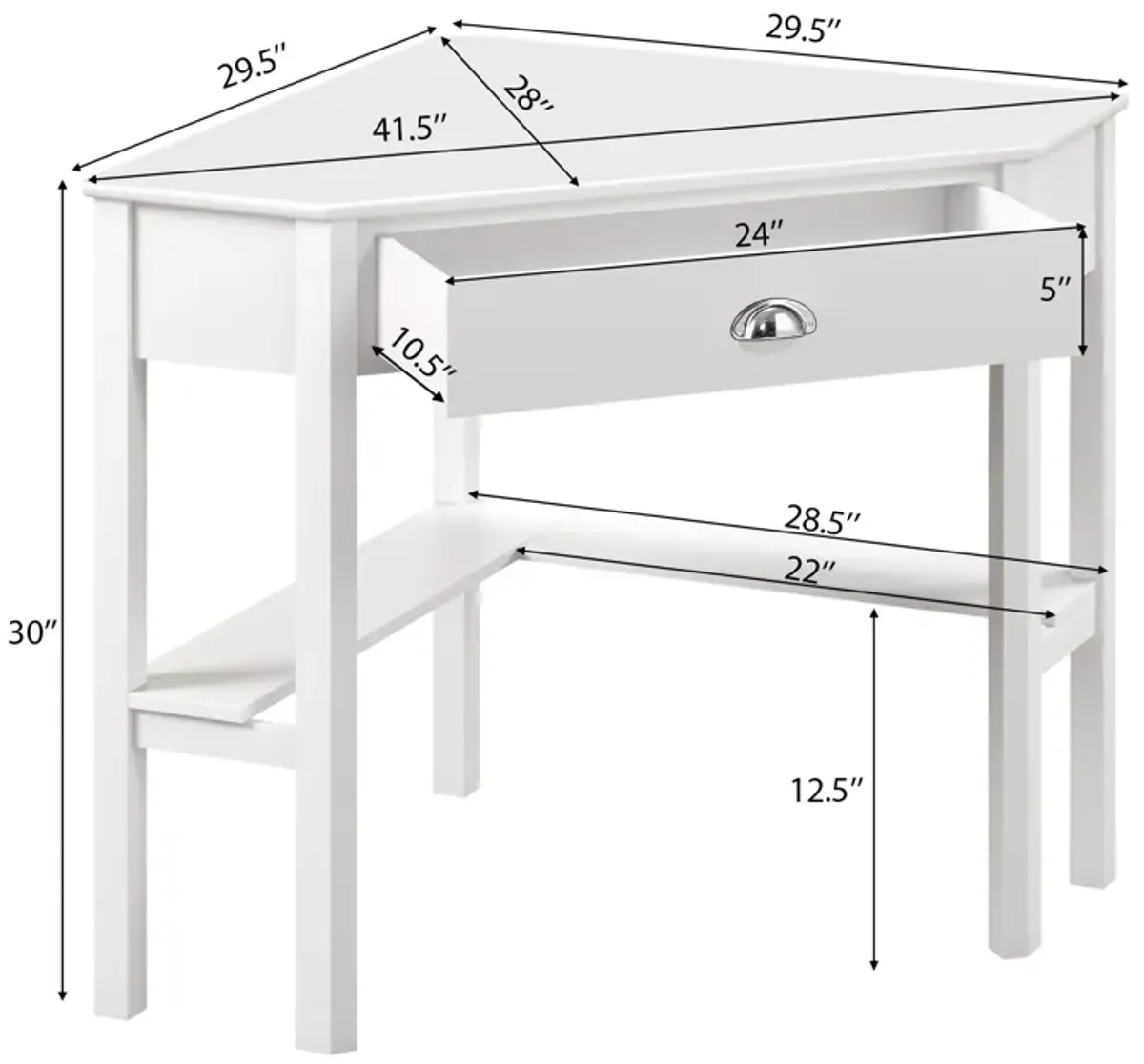 Corner Wooden Piece Laptop Computer Desk