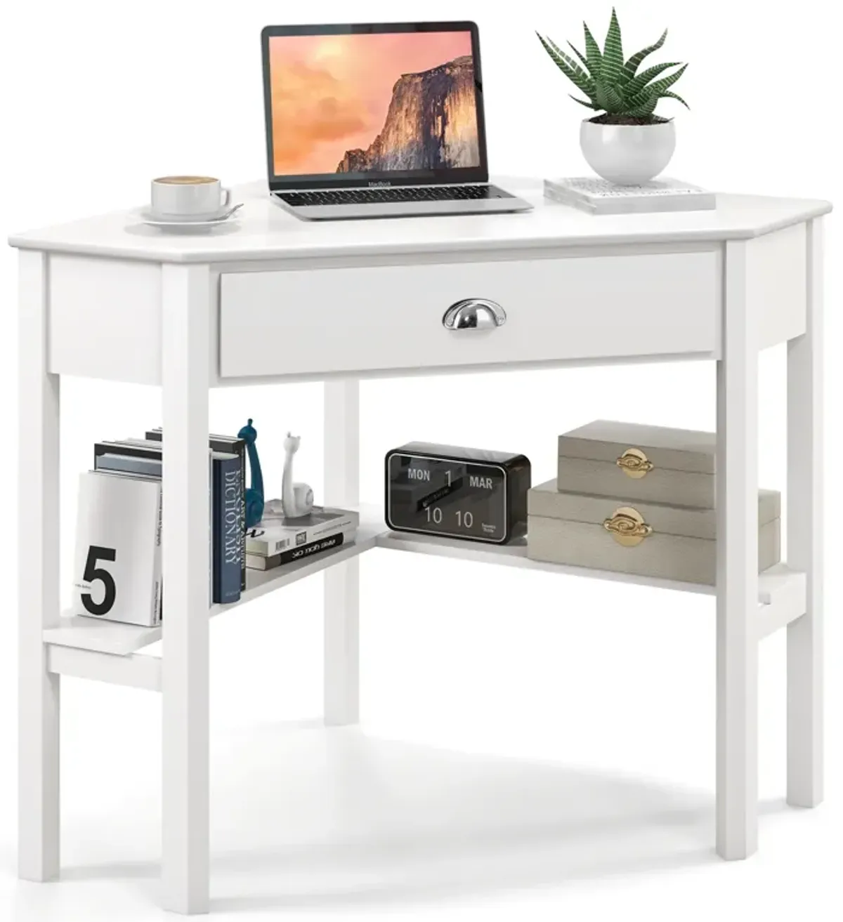 Corner Wooden Piece Laptop Computer Desk