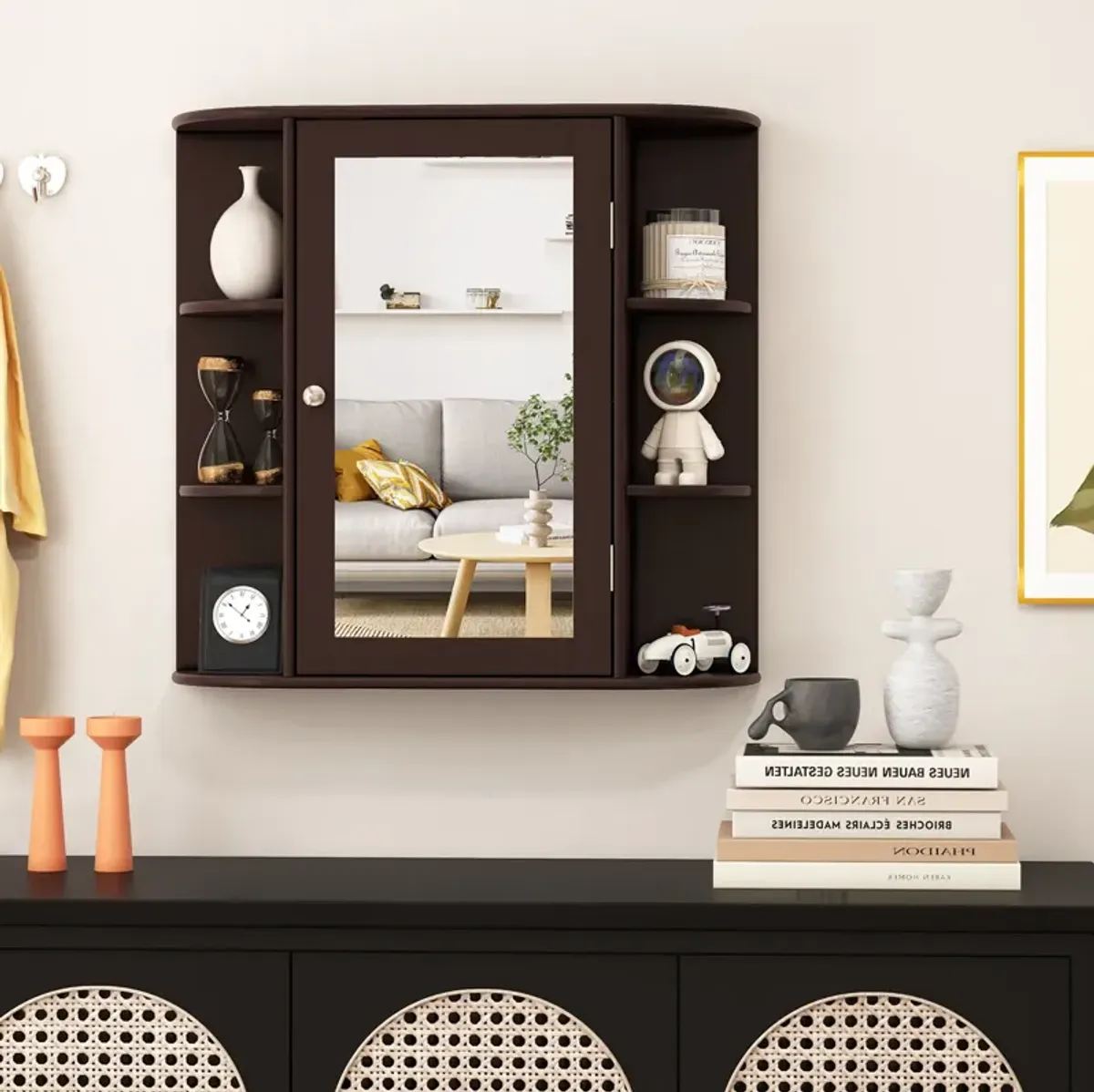 Multipurpose Mount Wall Surface Bathroom Storage Cabinet with Mirror