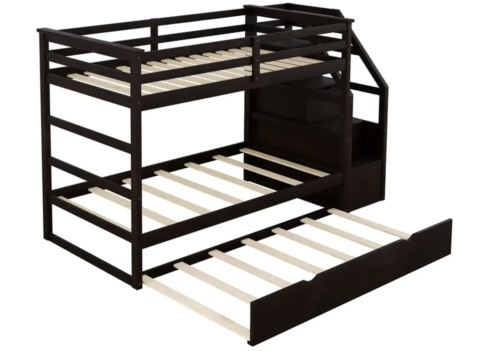 Twin-Over-Twin Bunk Bed With Twin Size Trundle And 3 Storage Stairs