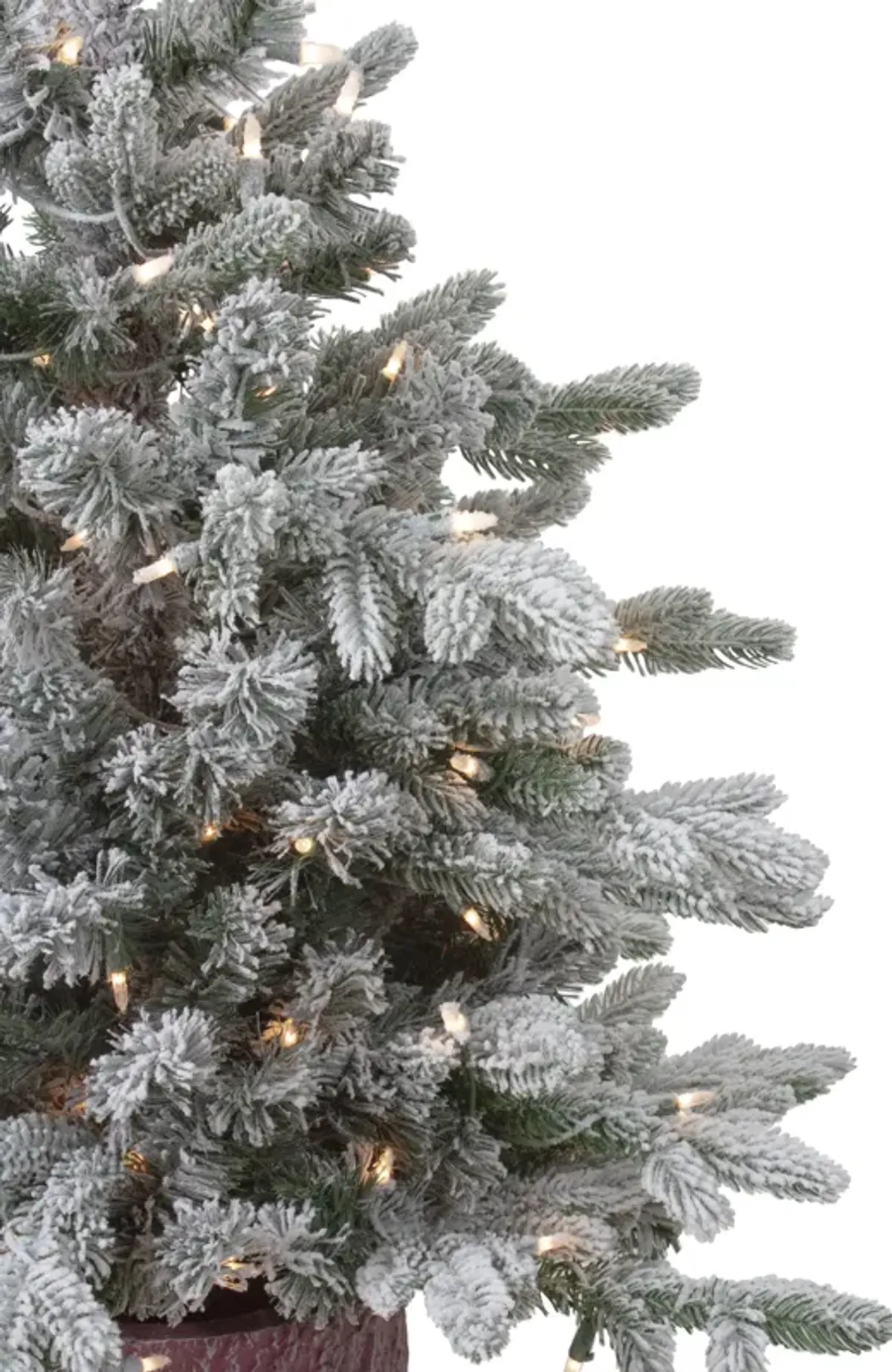 4' Pre-Lit Flocked Saratoga Spruce Artificial Christmas Tree in Pot - Clear Lights