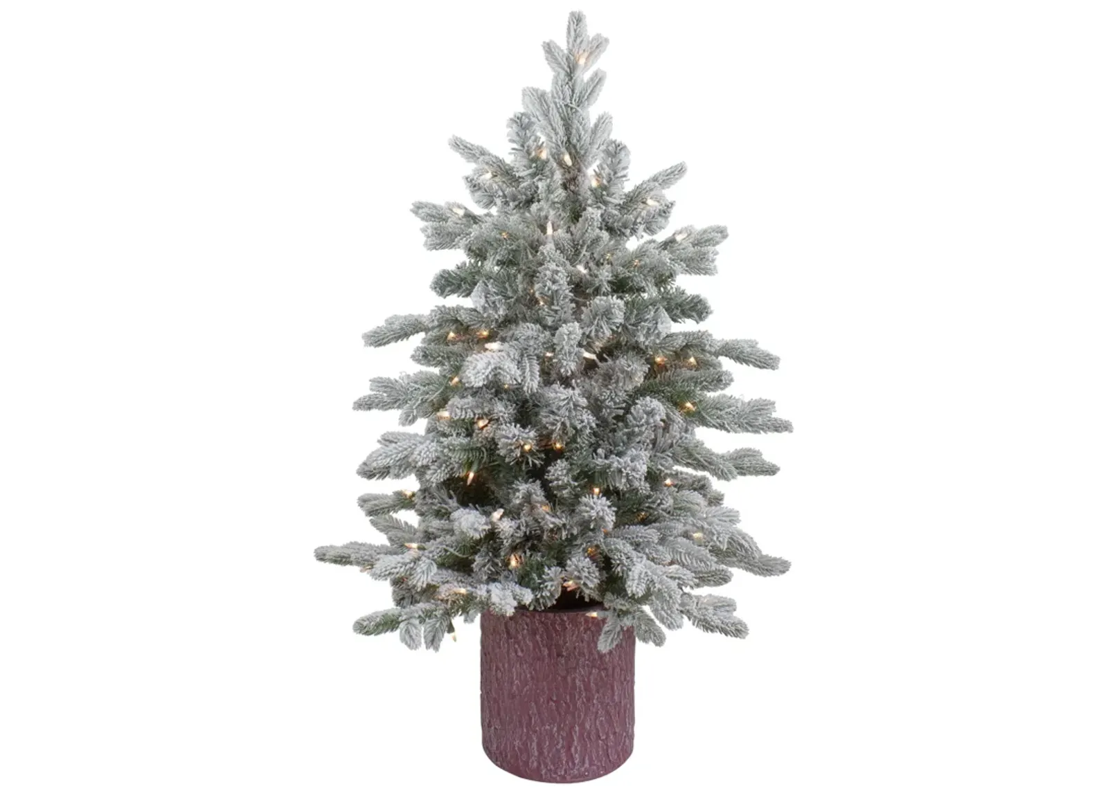 4' Pre-Lit Flocked Saratoga Spruce Artificial Christmas Tree in Pot - Clear Lights