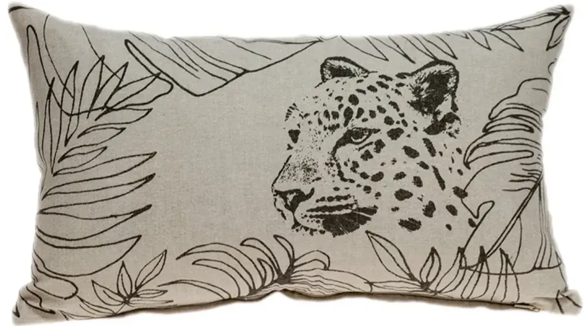 20" Beige and Brown Jaguar Rectangular Throw Pillow