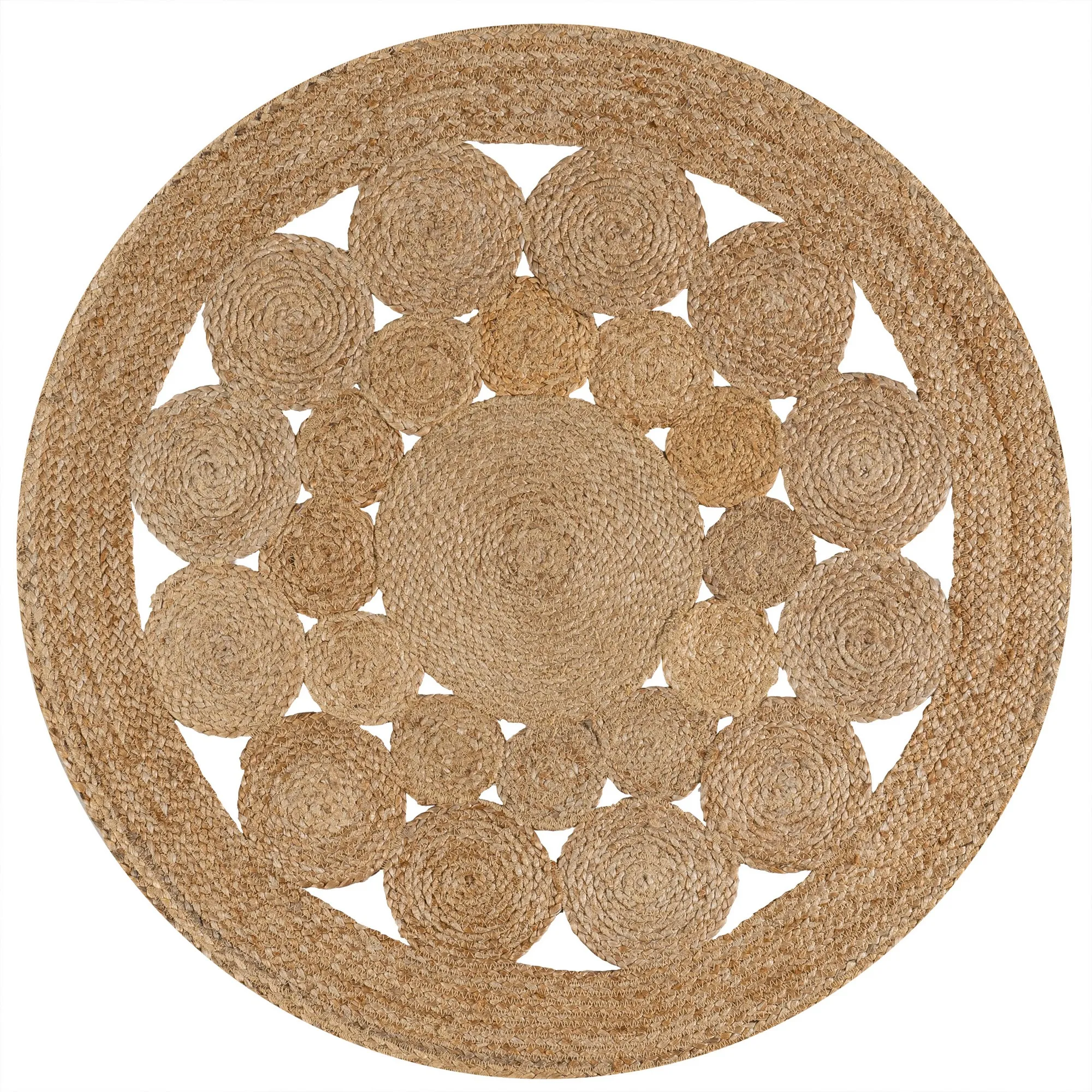 Cassia Round Natural Jute Boho Circle Natural Round Area Rug