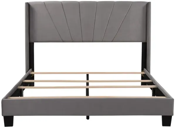 Merax Velvet Upholstered Platform Bed- Queen