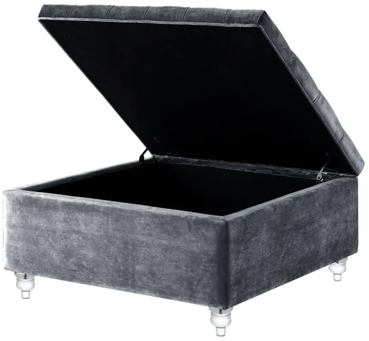 Inspired Home Santiago Velvet Cocktail Storage Ottoman Coffee Table