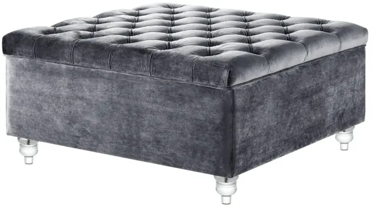 Inspired Home Santiago Velvet Cocktail Storage Ottoman Coffee Table