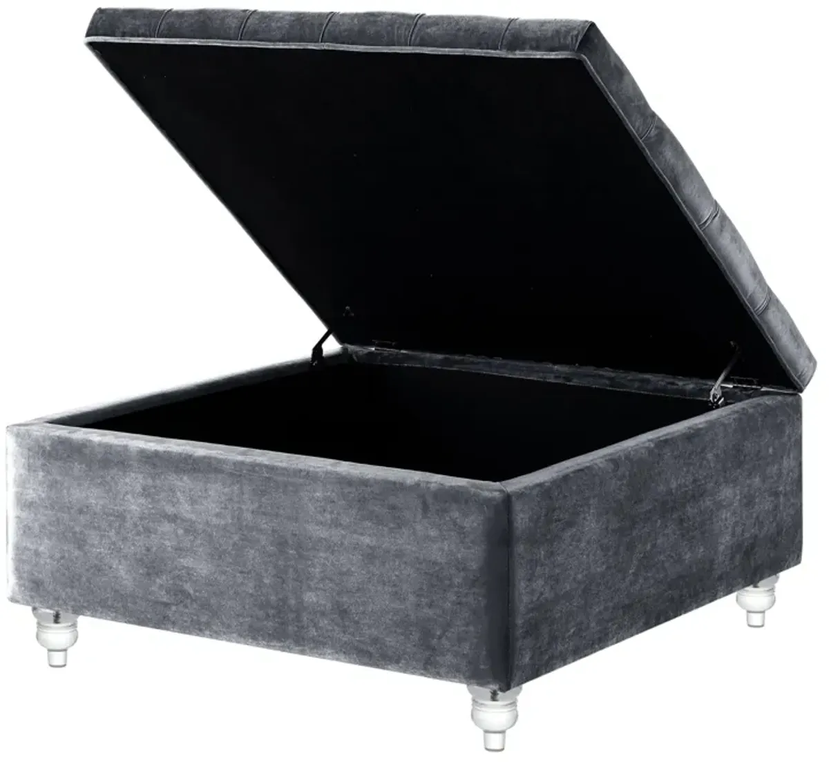 Inspired Home Santiago Velvet Cocktail Storage Ottoman Coffee Table