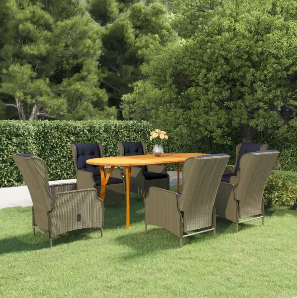 vidaXL 7 Piece Garden Dining Set Brown