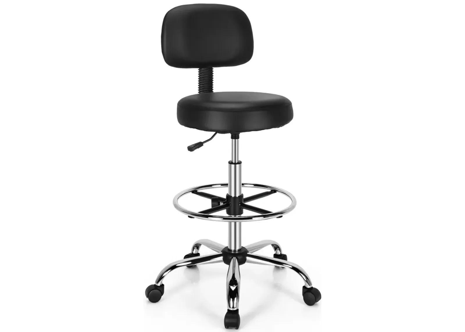 Costway Swivel Drafting Chair Tall Office Chair w/ Adjustable Backrest Foot Ring