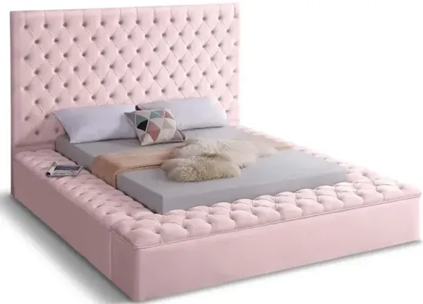 Meridian Furniture Bliss Pink Velvet Queen Bed