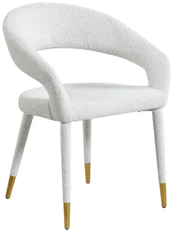 Meridian Furniture Destiny Cream Boucle Fabric Dining Chair