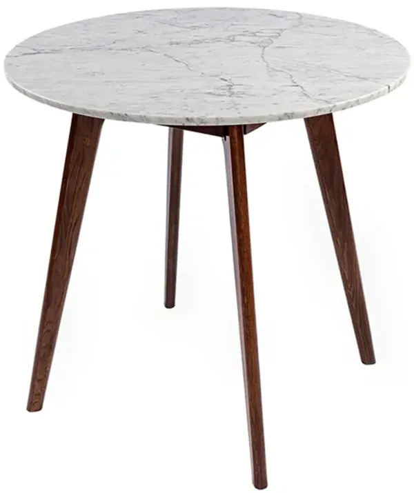 Avella 31" Round Italian Carrara White Marble Dining Table with Legs