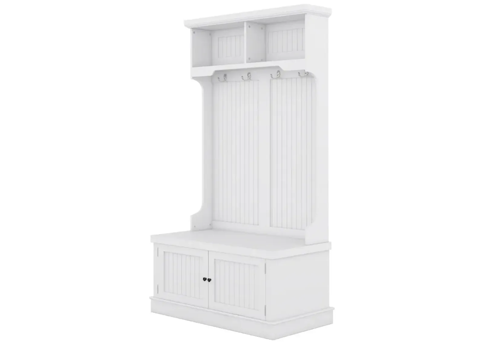 White Hall Tree with Storage Bench and Coat Rack