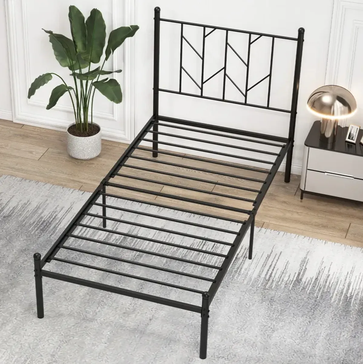 Platform Bed Frame with Sturdy Metal Slat Support