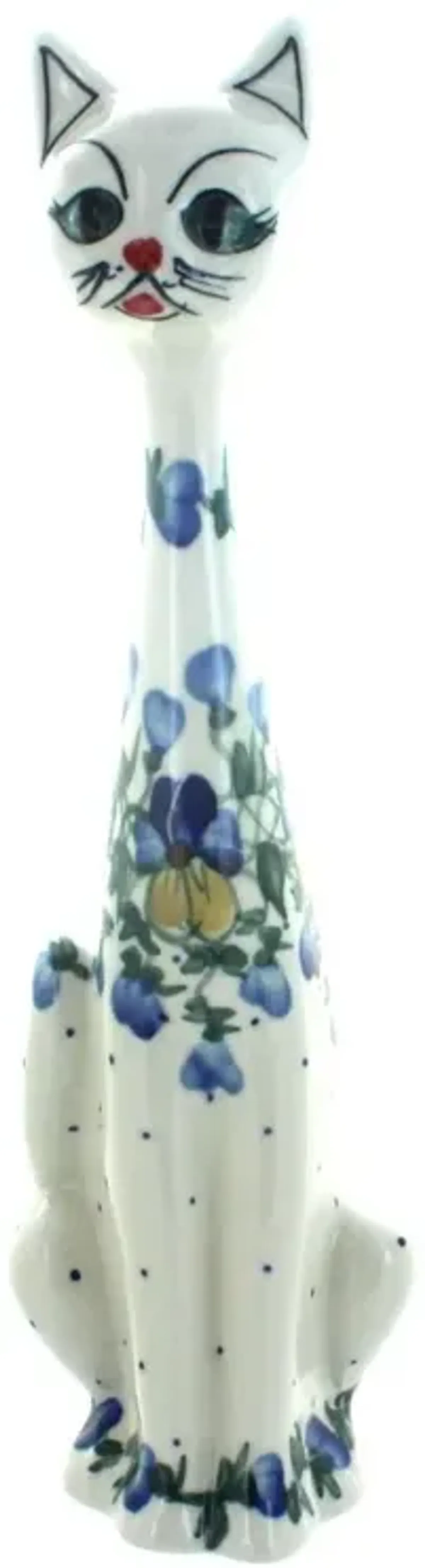 Blue Rose Polish Pottery Pansies Large Cat