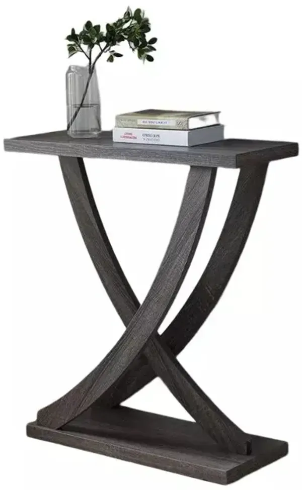 Distressed Grey Spacious Console Table with Curved Intersecting Legs