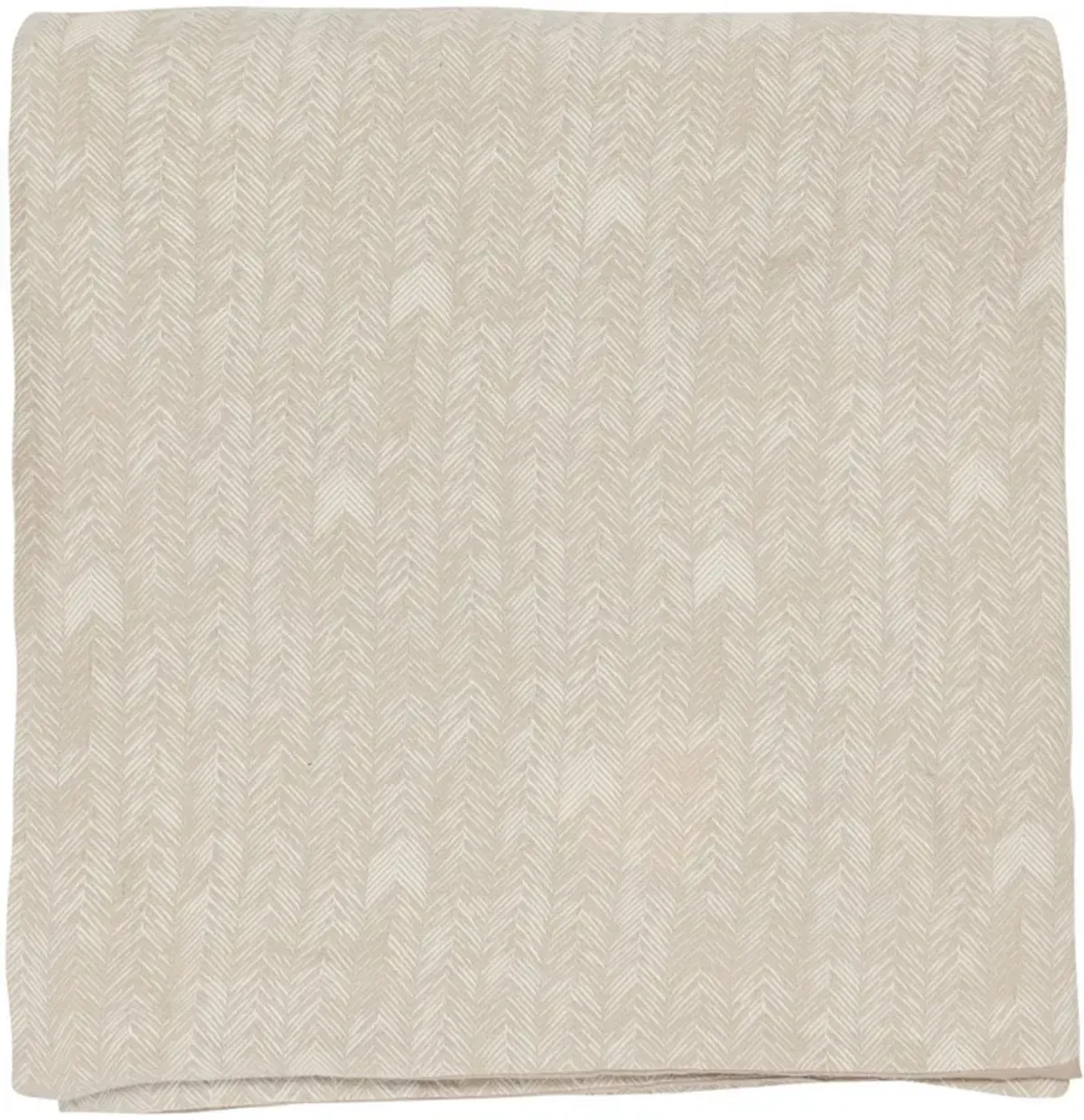 Zima Queen Size Cotton Duvet Cover, Woven French Herringbone Pattern, Beige-Benzara