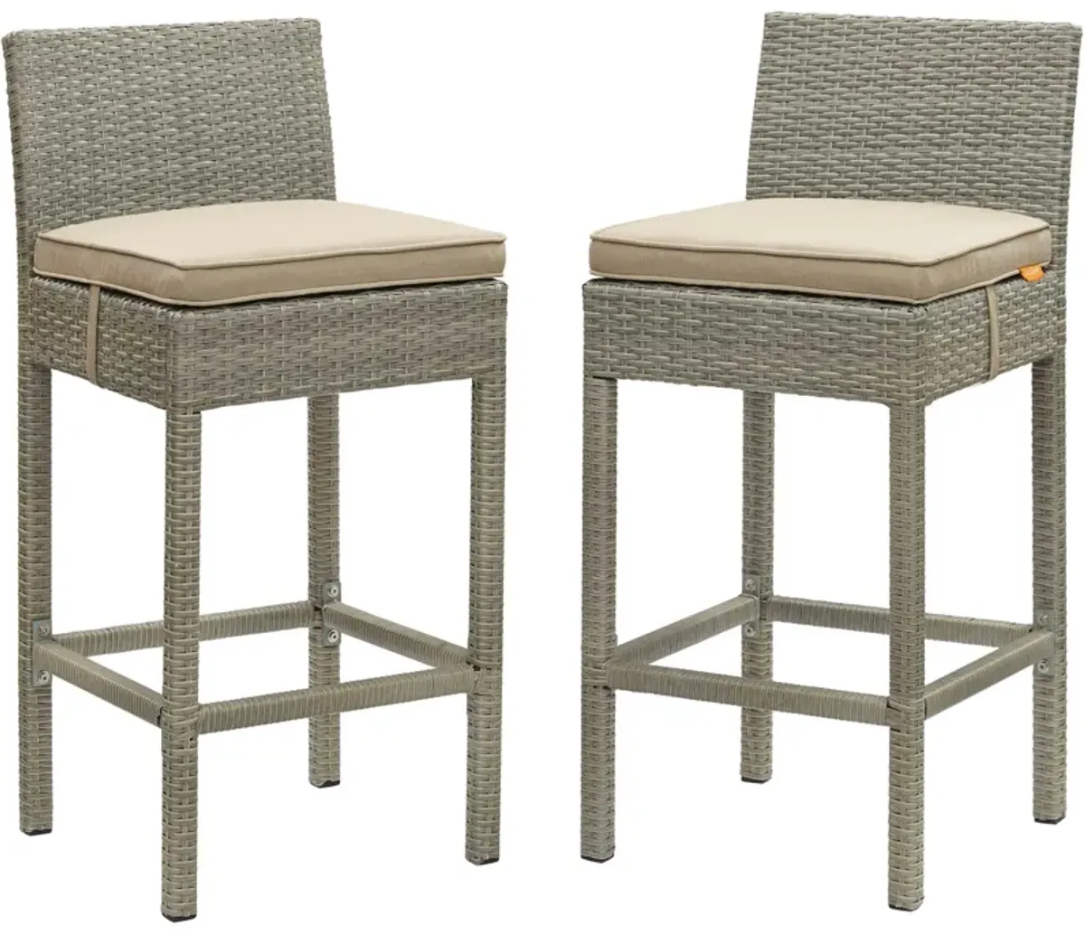 Conduit Bar Stool Outdoor Patio Wicker Rattan Set of 2