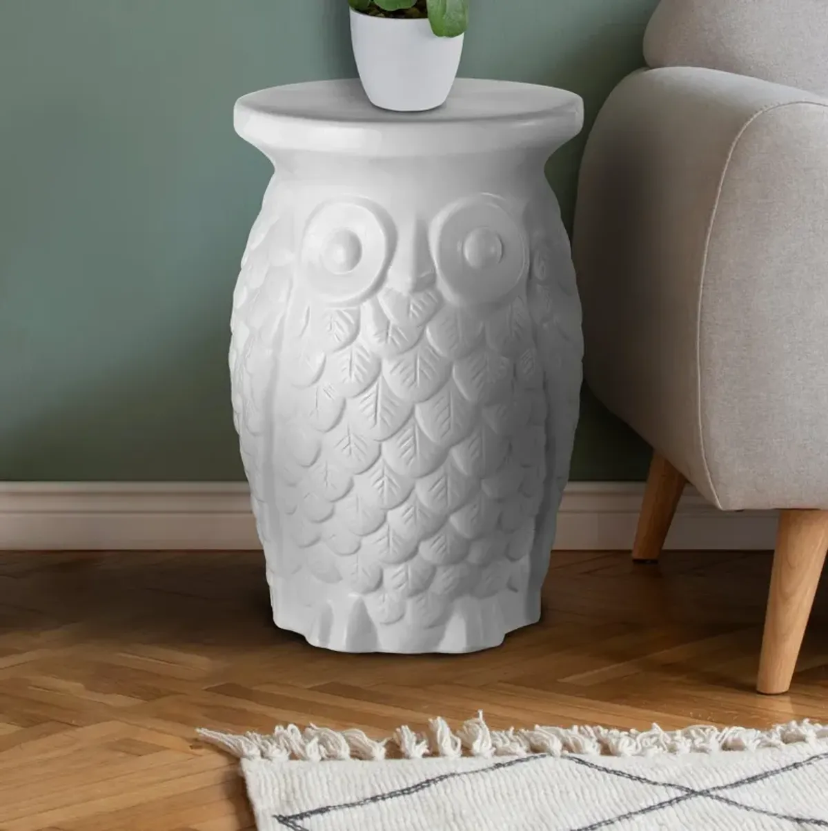 Groovy Owl Ceramic Garden Stool