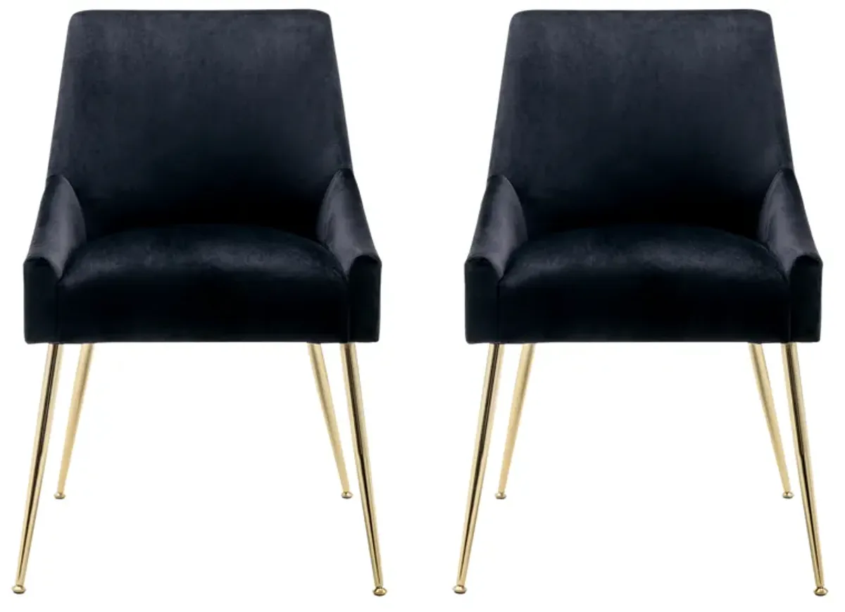 WestinTrends Upholstered Velvet Accent Chair With Metal Leg (Set of 2)