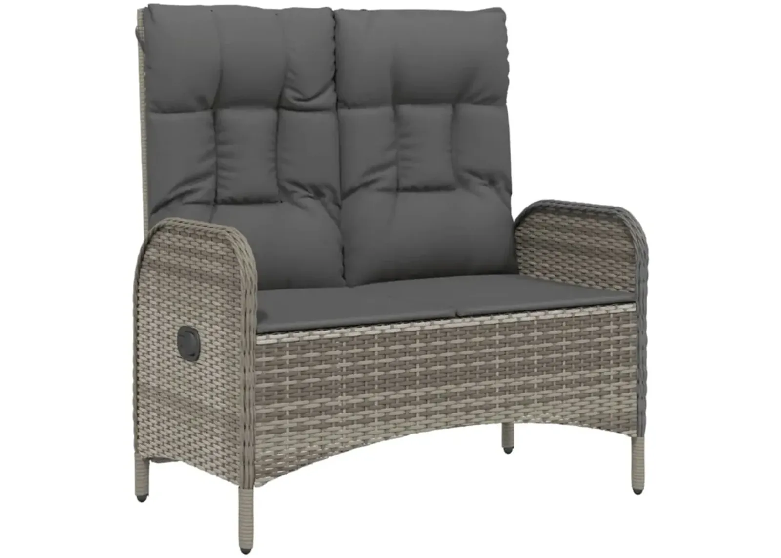 vidaXL Modern Gray Patio Reclining Bench - Poly Rattan Outdoor Seating with Cushions for Garden and Terrace