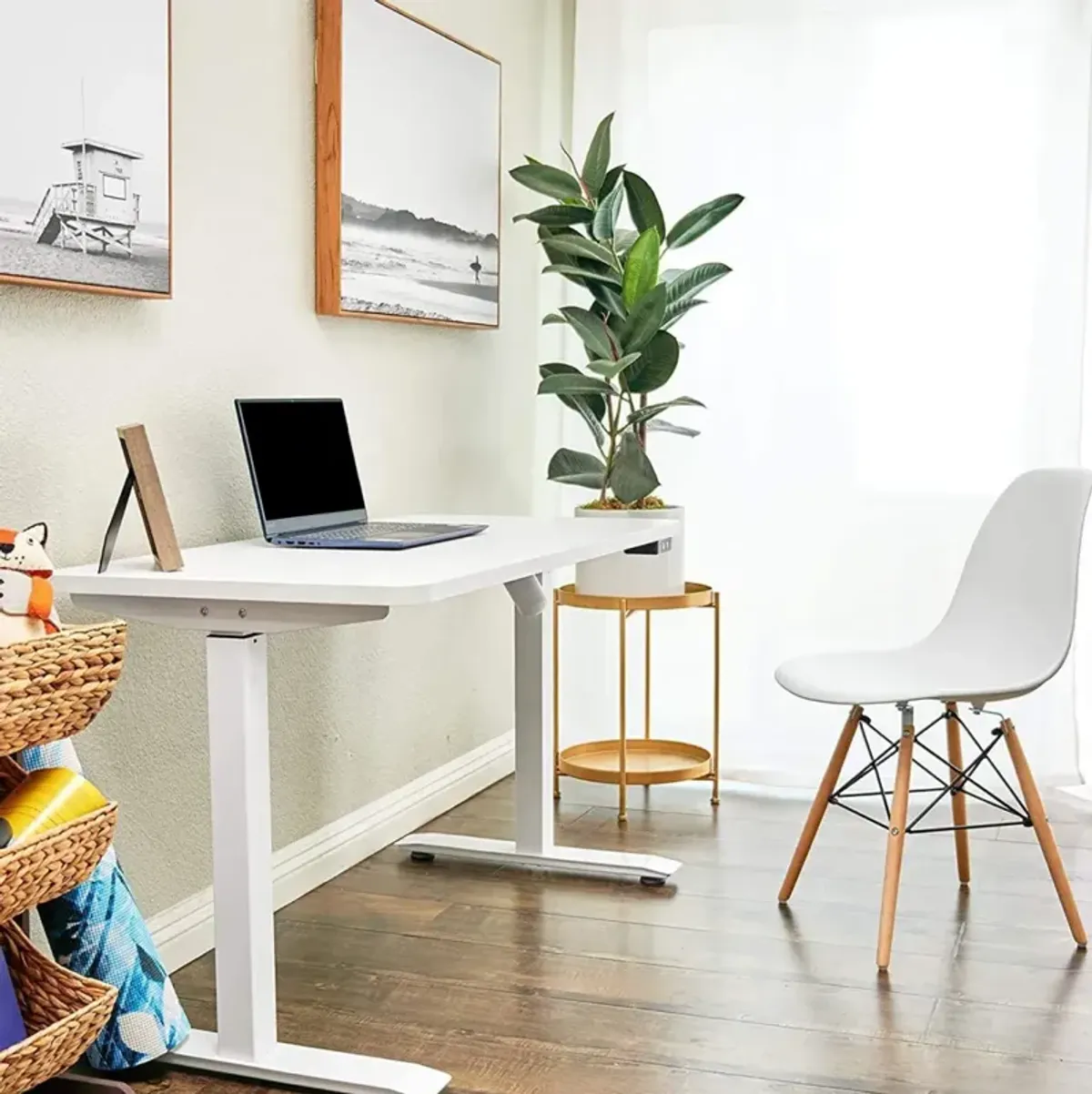 Electric Standing Desk, 48x24", Height Adjustable - White