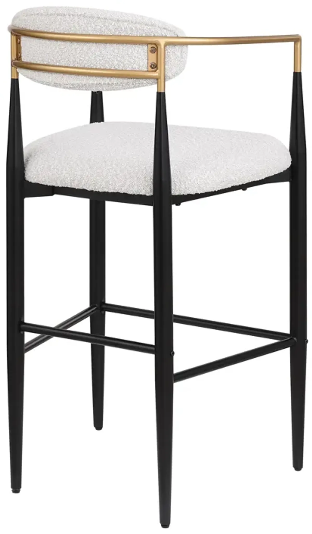 Barstool Chair Set of 2, Sleek Oval Padded Cushion, Beige Polyester - Benzara