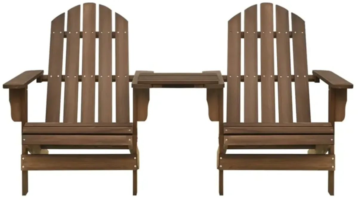 vidaXL Patio Adirondack Chairs with Tea Table Solid Wood Fir Brown