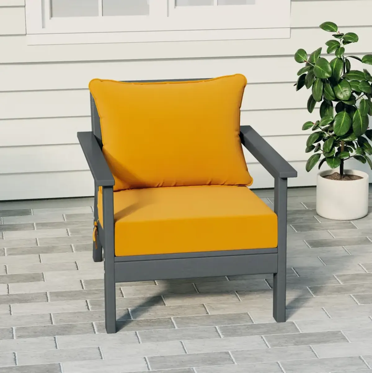 WestinTrends Outdoor Modern HDPE Patio Club Chair with Deep Seat Cushions