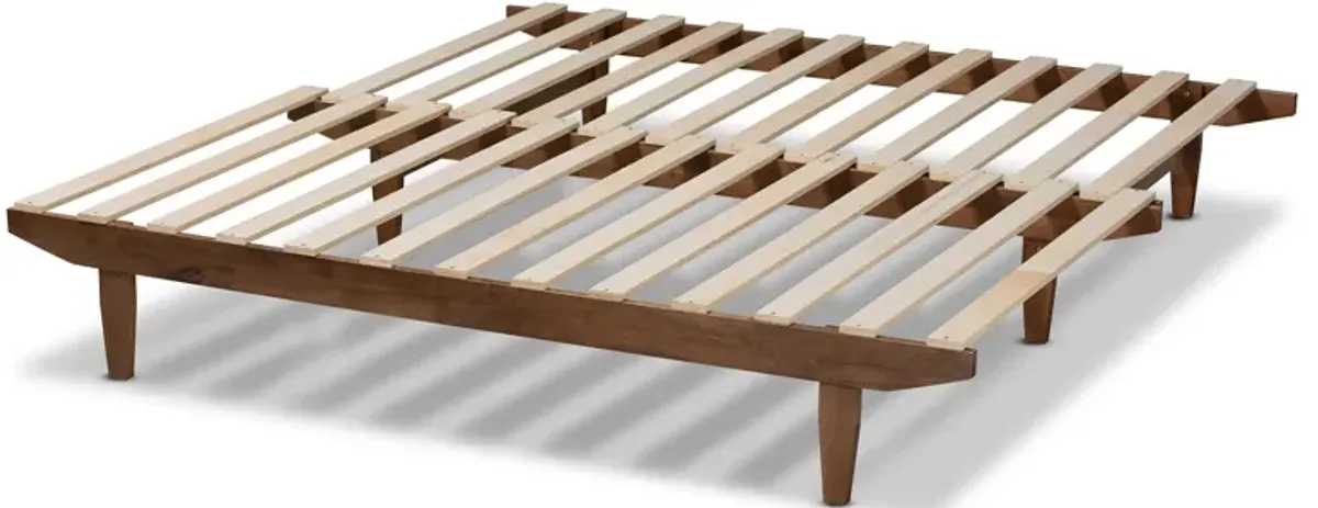 Baxton Studio Hiro Modern Walnut Finished Wood Expandable Twin Size to King Size Bed Frame