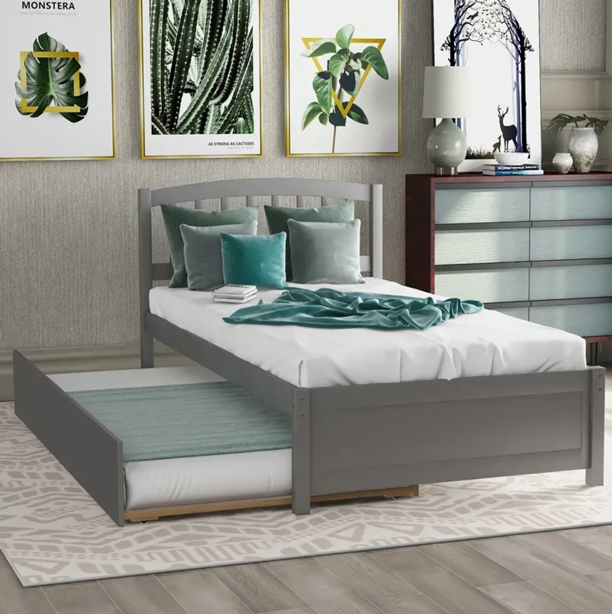 Merax Platform Bed Frame with Trundle