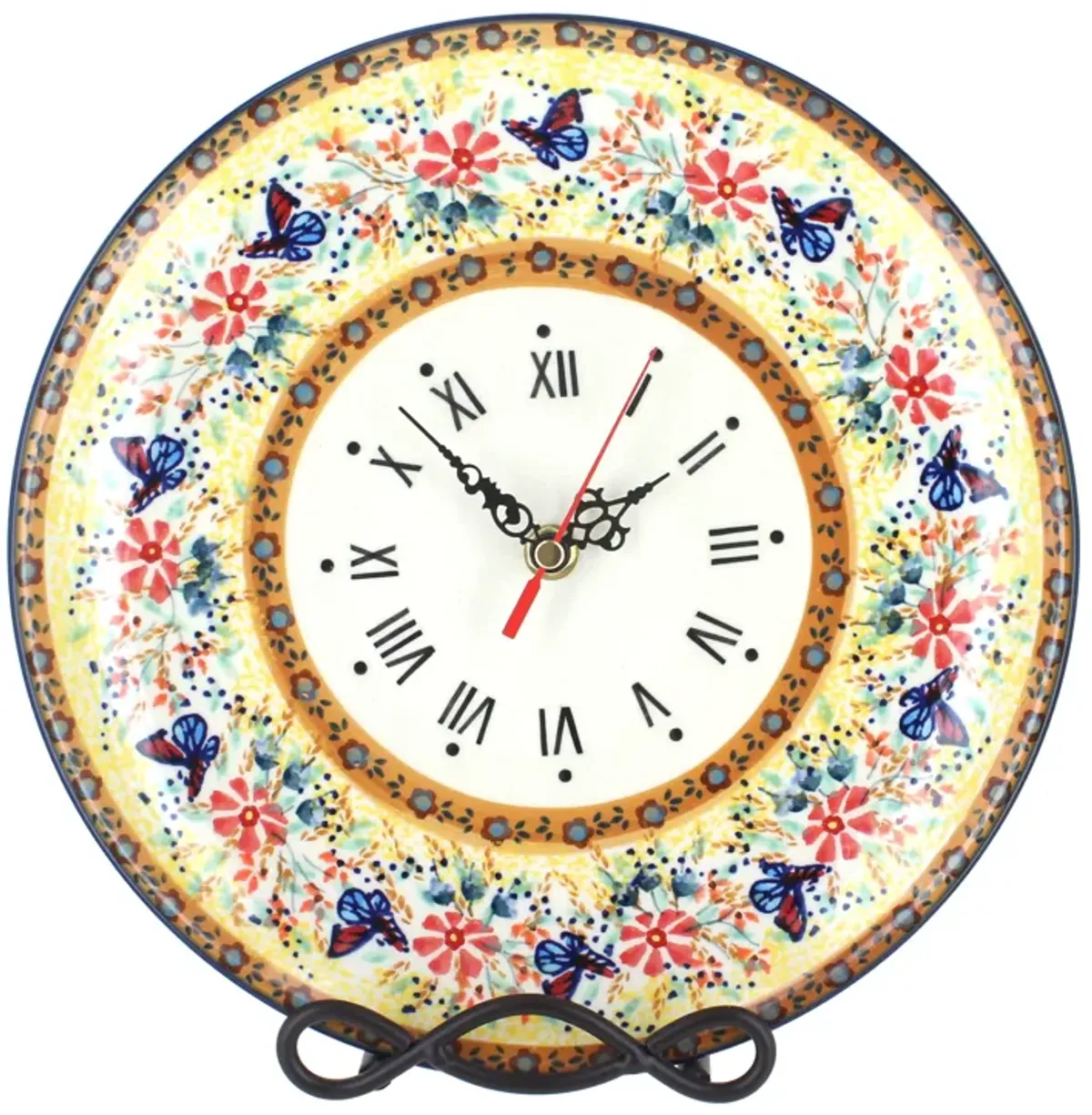 Blue Rose Polish Pottery Small Dots Clock