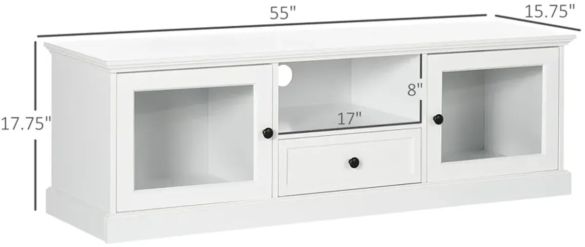 White Media Center: Contemporary TV Stand for 60" TVs with Drawer