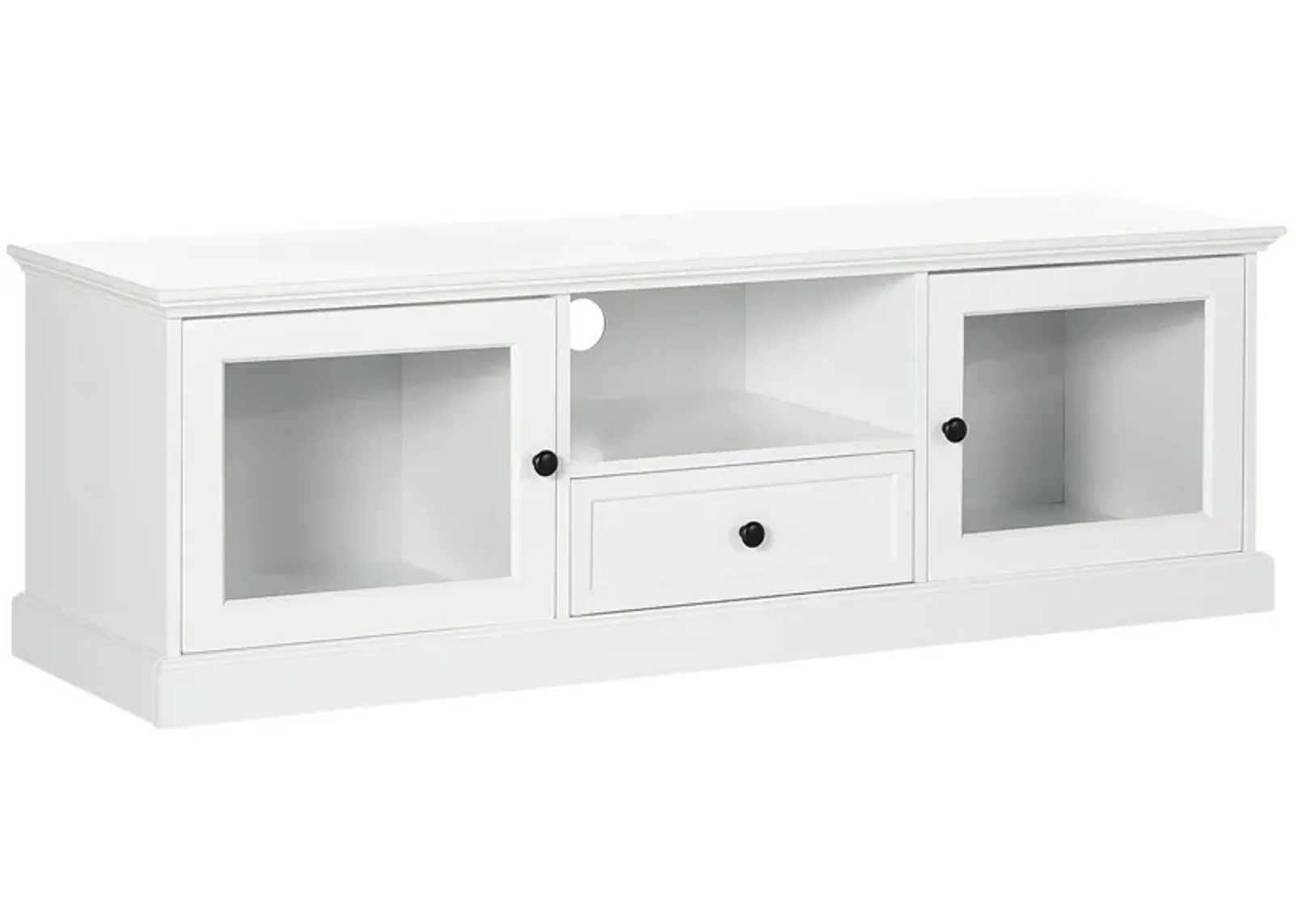 White Media Center: Contemporary TV Stand for 60" TVs with Drawer