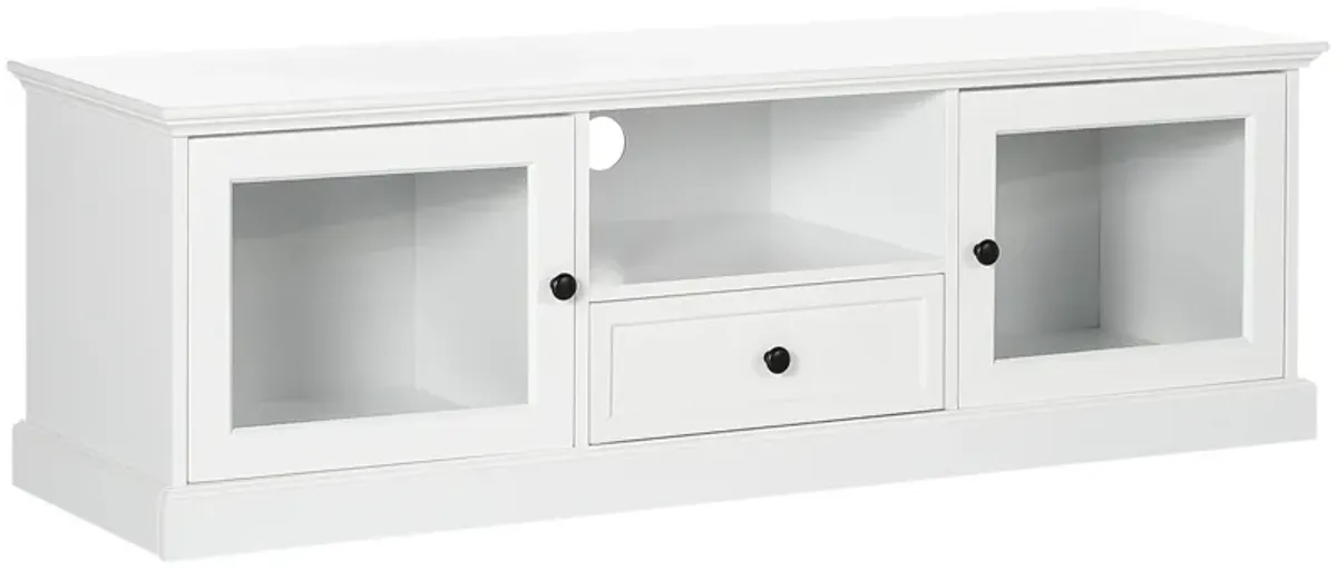 White Media Center: Contemporary TV Stand for 60" TVs with Drawer