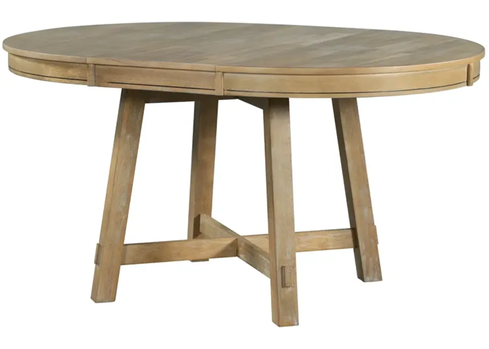 Farmhouse Round Extendable Dining Table With 16 Leaf Wood Kitchen Table